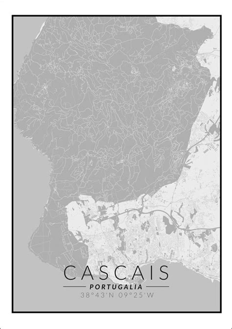 Galeria Plakatu Cascais mapa czarno biała 61x91 5 cm Galeria