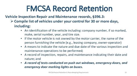 Fmcsa Record Retention Recordkeeping Basics Fmcsa Record Retention