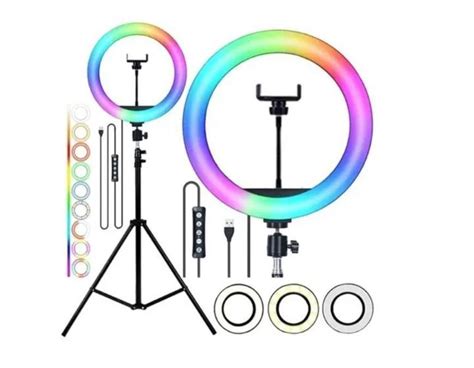 Ring Light Iluminador Led Rgb Colorida Cm Polegadas Trip M