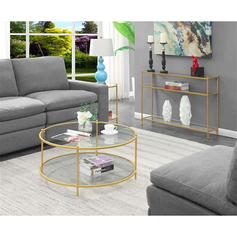 Homestock Asian Allure 2 Tier Round Glass Coffee Table