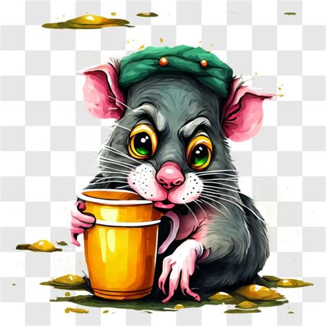 Download Cute Rat Dressed Up For Work Drinking From An Empty Coffee Cup