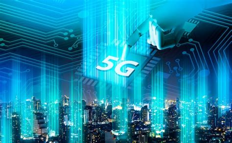 5g 네트워크 디지털 홀로그램 및 도시 사물 인터넷 프리미엄 사진