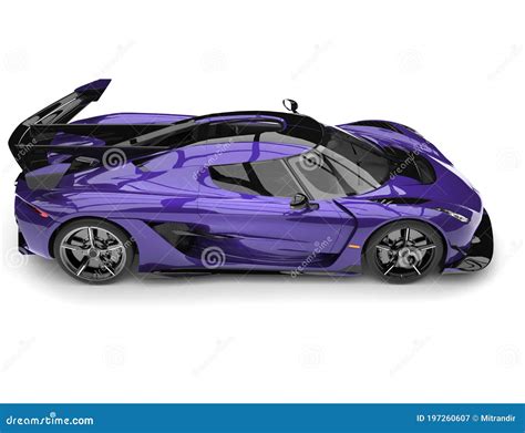 Metallic Exotic Purple Sports Race Super Car Top Down View Stock