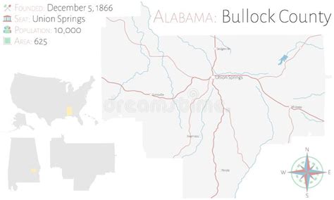 Map of Bullock County in Alabama Stock Vector - Illustration of bullock, gray: 140459632