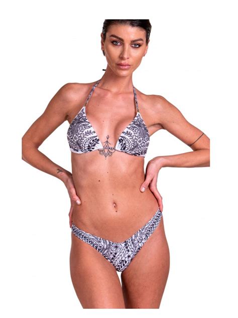 Bikini Donna Pin Up Stars In Lycra Opaca Elasticizzata Fondo Bianco