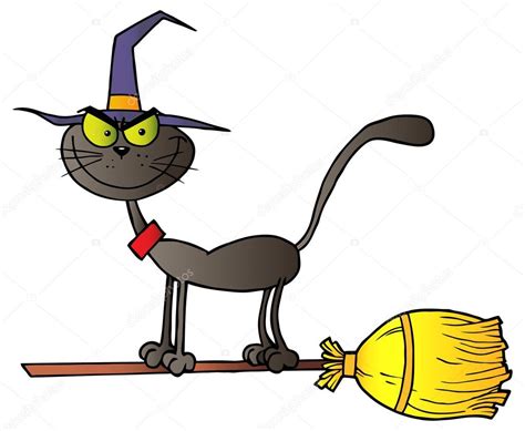 Dibujos Brujas Buenas Gato Bruja De Halloween Vector De Stock