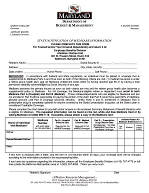 Fillable Online Dbm Maryland State Notification Of Medicare Information