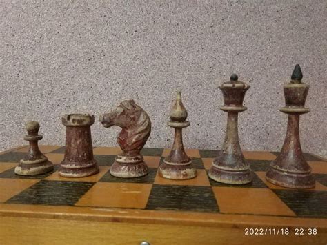 Antique Soviet Chess Set Old Russian Vintage Wooden Chess Game Ussr