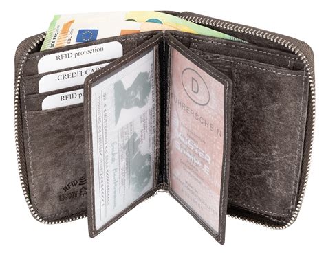 Rfid Leder Geldb Rse Herren Brieftasche Mit Rei Verschluss Querformat