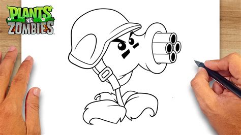 How To Draw Gatling Pea Plants Vs Zombies Youtube