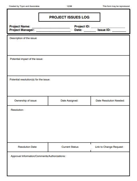 Issue Log Templates | 9+ Free Printable Word, Excel & PDF Formats ...