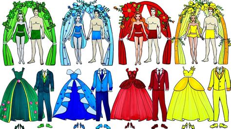 Paper Dolls Dress Up Barbie Story Wedding Paper Doll Dresses Handmade Quiet Book Dolls Beauty