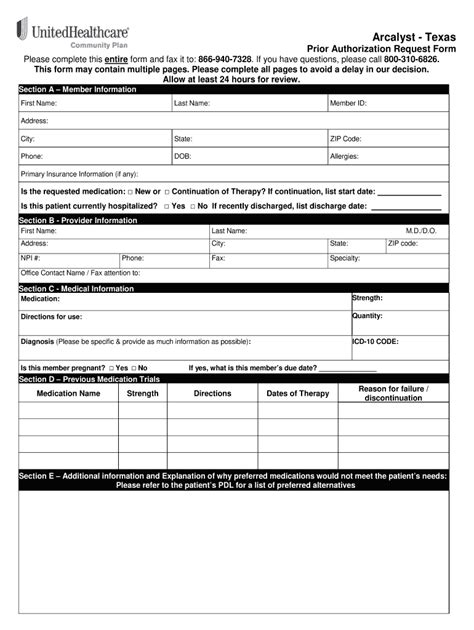 Fillable Online Texas Prior Authorization Request Form Fax Email