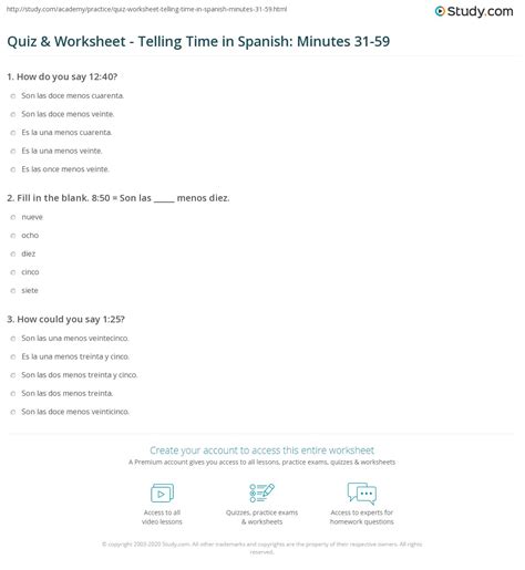 Telling The Time In Spanish Worksheet Pdf Twinkl Twinkl