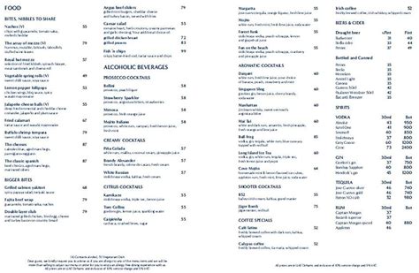 Menu At Breeze Bar Ras Al Khaimah