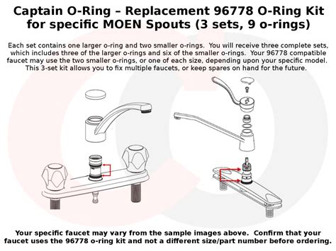 Captain O Ring Replacement 96778 O Ring Kit For Specific MOEN Spouts