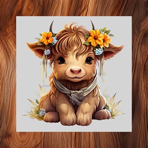 Adorable Fall Highland Calf PNG Perfect for Seasonal Crafts and T-shirt ...