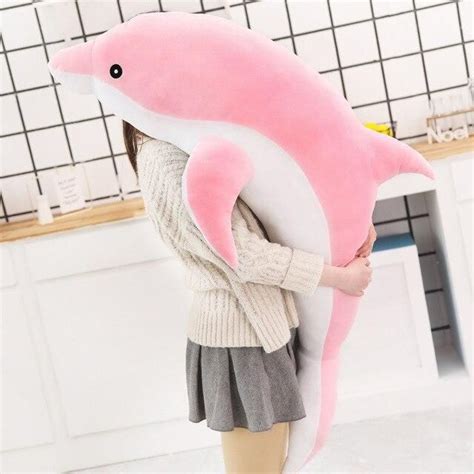 Aqua And Pink The Dolphins Kawaii Plush Cute Stuffed Animals Big Plush