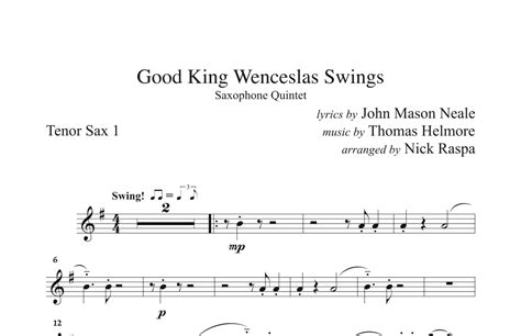 Good King Wenceslas Swings Easy Sax Quintet Aattb Tenor Sax 1 Part