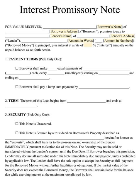 Free Secured Promissory Note Templates Word Pdf