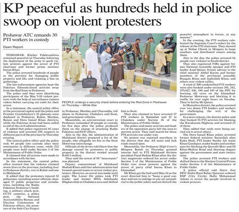 Dawn Epaper May Kp Peaceful As Hundreds Held In Police