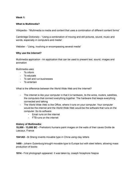 Compsci 1033A Lecture Notes Week 1 What Is Multimedia Wikipedia