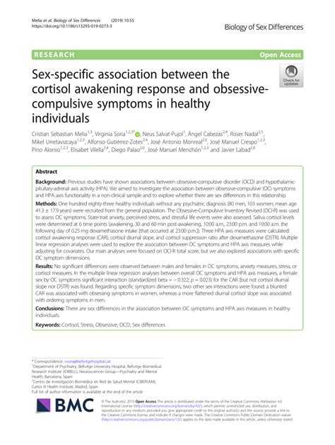 PDF Sex Specific Association Between The Cortisol Awakening Response