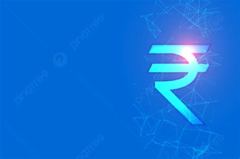 Digital Rupee Currency Symbol On Blue Background Indian Rupee Inr