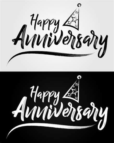 Premium Vector Happy Anniversary Hand Drawn Lettering