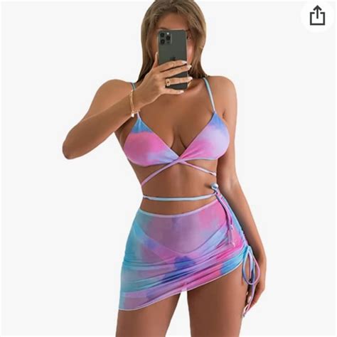 Romwe Swim Us Size S Pack Tie Dye Criss Cross Cheeky Bikini