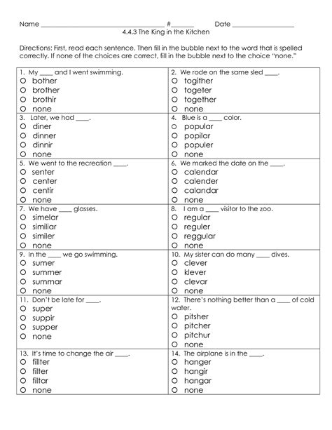 Multiple Choice Spelling Test Generator Free Printable Web Include