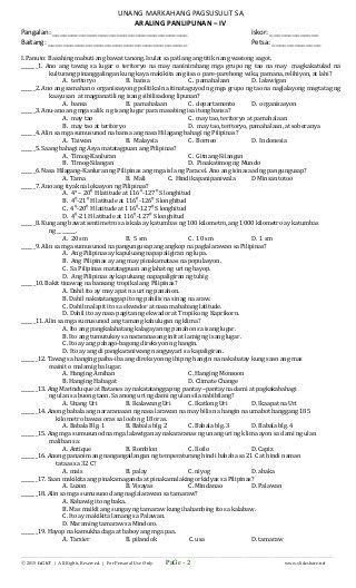 Summative Test Filipino 2nd Grading Docx Ikalawang Markahang Pagsusulit Sa Filipino Grade 8