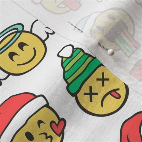 Christmas Holidays Smiley Emoticon Emoji Fabric Spoonflower