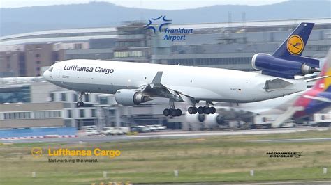 Lufthansa Cargo Md Landing Taxi And Takeoff At Frankfurt Airport