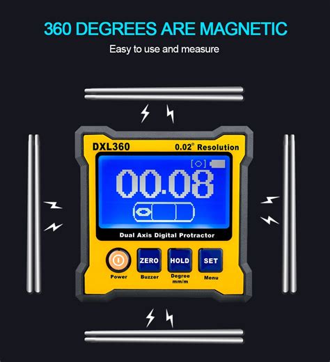 Dual Axis Digital Angle Protractor Inclinometer Led Display Dual Axis Level Gauge Angle Ruler