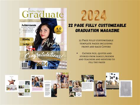 2024 Graduation Magazine Template Fully Custom Graduate Party T