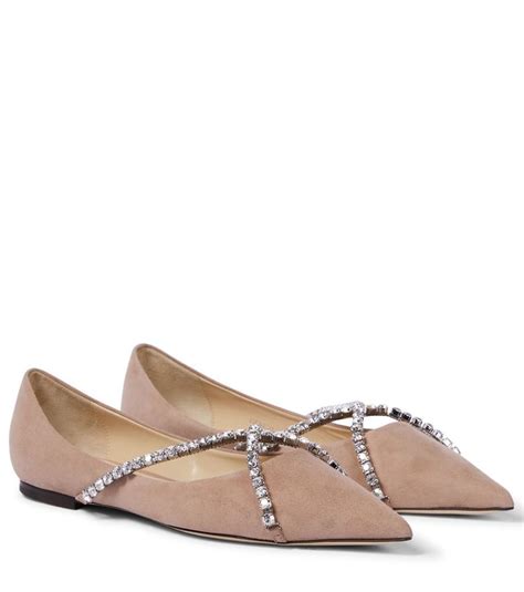 Jimmy Choo Genevi Embellished Suede Ballet Flats Jimmy Choo S