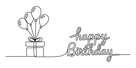 minimalist happy birthday continuous  art  vector art