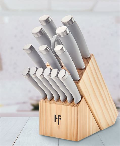 Macys Hampton Forge Epicure Cool Grey 15 Pc Knife Block Set Macys