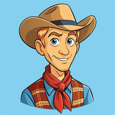 Um desenho animado de um cowboy um lenço vermelho e um chapéu de