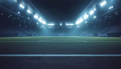 Empty soccer stadium with fantasy view | Premium AI-generated image