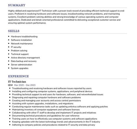 IT Technician Resume Sample in 2025 - ResumeKraft