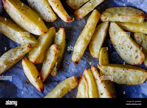 Oven Baked French Fries Baked Potatoes Stock Photo Alamy