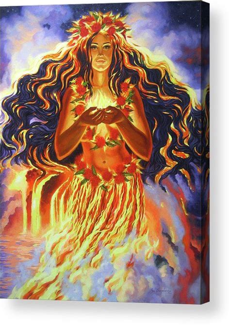 Sacred Fire Of Pele Goddess Of Hawaii Volcano Acrylic Print By Olga