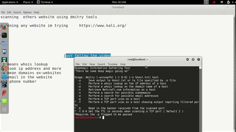 Scanning Website Using Dmitry Tools Youtube