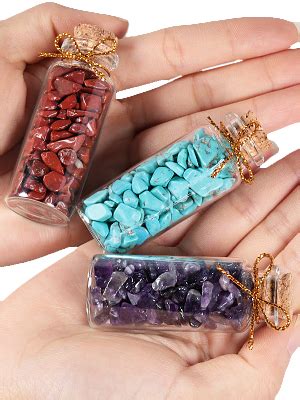 Amazon SUNYIK 7 Chakra Stone Wishing Bottles Set Of 7 Tumble Chip