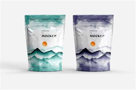 Stand Up Zip Lock Pouch Mockup Set Design Cuts