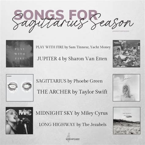 Songs For Sagittarius Season Playlist Word Witchery Designs