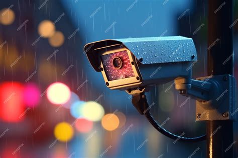 Premium AI Image | A security camera in the rain