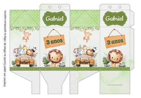 Caixinha Milk Safari Personalizada Para Editar Safari Decora O